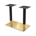 FSX-HW-030 Twin Black Post Table Base with Gold Rectangular Foot right- 45-degree-degree view