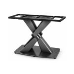 FSX-HW-031 Black Crossed X Pedestal Table Base with Rectangular Mount left- 45-degree-degree view