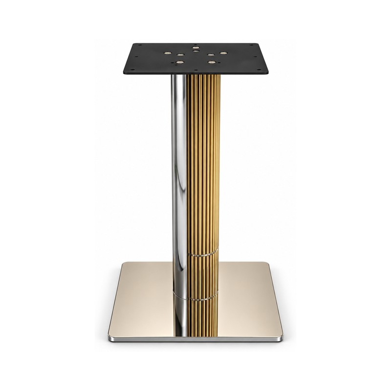 FSX-HW-033 Silver and Gold Fluted Geometric Pedestal Table Base