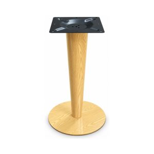 FSX-HW-034 Gold Woodgrain Tapered Column Table Base with Round Foot front view