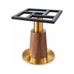 FSX-HW-035 Walnut Tapered Column Table Base with Gold Round Foot right- 45-degree-degree view