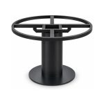 FSX-HW-036 Black Drum Pedestal Table Base with Circular Ring Mount front view