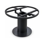 FSX-HW-036 Black Drum Pedestal Table Base with Circular Ring Mount left- 45-degree-degree view