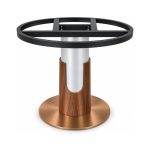 FSX-HW-037 Walnut and Copper Pedestal Table Base with Silver Foot front view