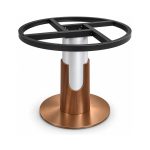 FSX-HW-037 Walnut and Copper Pedestal Table Base with Silver Foot left- 45-degree-degree view