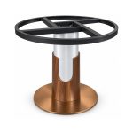 FSX-HW-037 Walnut and Copper Pedestal Table Base with Silver Foot right- 45-degree-degree view