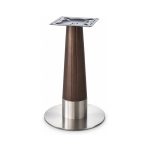 FSX-HW-039 Dark Wood Tapered Column Table Base with Stainless Foot left- 45-degree-degree view