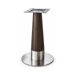 FSX-HW-039 Dark Wood Tapered Column Table Base with Stainless Foot right- 45-degree-degree view