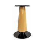 FSX-HW-040 Golden Wood Hourglass Table Base with Black Round Foot front view