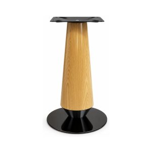 FSX-HW-040 Golden Wood Hourglass Table Base with Black Round Foot front view