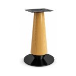 FSX-HW-040 Golden Wood Hourglass Table Base with Black Round Foot left- 45-degree-degree view