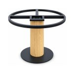 FSX-HW-041 Light Oak Column Table Base with Circular Ring Mount front view