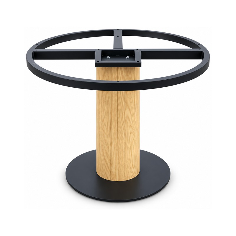FSX-HW-041 Light Oak Column Table Base with Circular Ring Mount