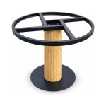 FSX-HW-041 Light Oak Column Table Base with Circular Ring Mount left- 45-degree-degree view