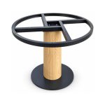 FSX-HW-041 Light Oak Column Table Base with Circular Ring Mount right- 45-degree-degree view