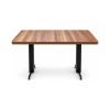 FSX-TB-001 Walnut Rectangular Commercial Dining Table with Twin Black Pedestal Base