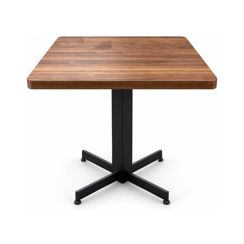 FSX-TB-002 Square Wood Top Commercial Cafe Table with Black Star Base