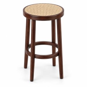 HX-DC-014 编藤橡木圆吧凳 Commercial Dining Chair front view