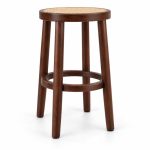 HX-DC-014 Round Oak and Rattan Bar Stool view 2