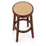 HX-DC-014 Round Oak and Rattan Bar Stool view 3