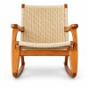 Ash Wood and Woven Rope Lounge Chair