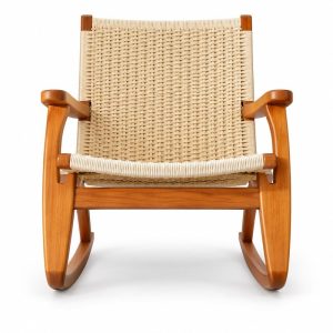HX-DC-020 白蜡木编绳休闲椅 Commercial Dining Chair front view