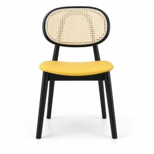 HX-DC-025 白蜡木编藤椭圆椅 Commercial Dining Chair front view