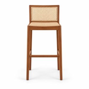 HX-DC-044 白蜡工字扪藤吧椅 Commercial Dining Chair front view