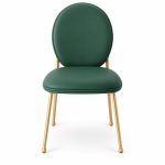 JYX-001 Green Oval-Back Upholstered Dining Chair front view