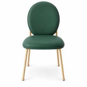 JYX-001 Green Oval-Back Upholstered Dining Chair front view