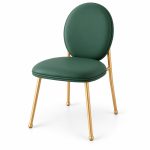JYX-001 Green Oval-Back Upholstered Dining Chair left 45-degree view