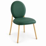 JYX-001 Green Oval-Back Upholstered Dining Chair right 45-degree view