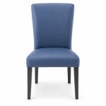 JYX-003 Blue High-Back Upholstered Dining Chair front view