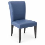 JYX-003 Blue High-Back Upholstered Dining Chair left 45-degree view