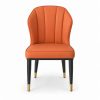 JYX-004 Orange Scalloped-Back Upholstered Dining Chair