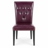 JYX-006 Burgundy Button-Tufted High-Back Dining Chair