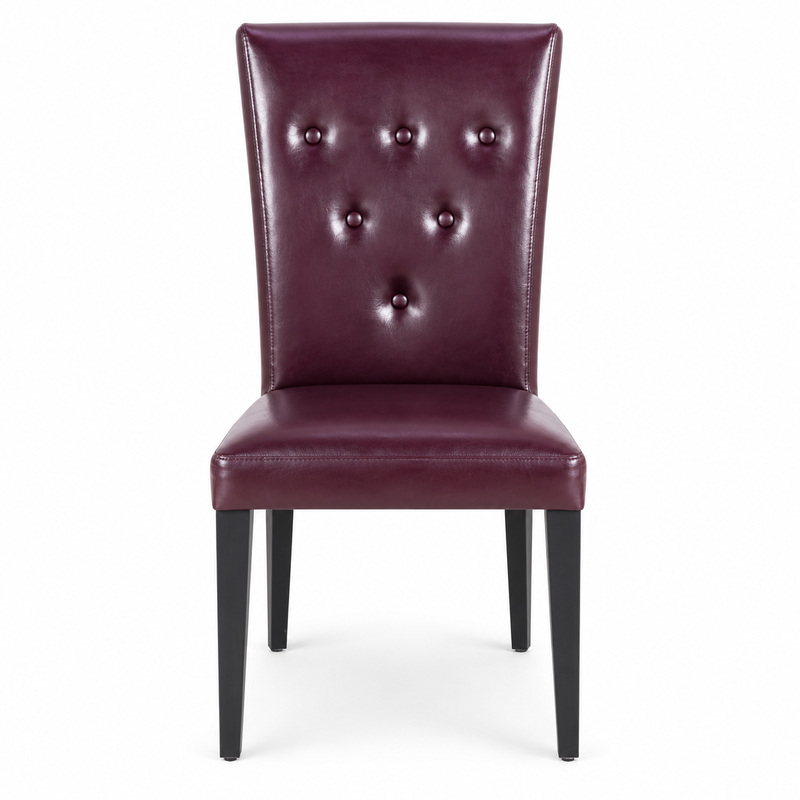 JYX-006 Burgundy Button-Tufted High-Back Dining Chair