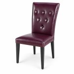 JYX-006 Burgundy Button-Tufted High-Back Dining Chair left 45-degree view