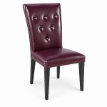 JYX-006 Burgundy Button-Tufted High-Back Dining Chair right 45-degree view