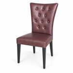 JYX-007 Burgundy Diamond-Tufted Dining Chair left 45-degree view