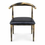 JYX-008 Black Curved-Metal Upholstered Dining Chair front view