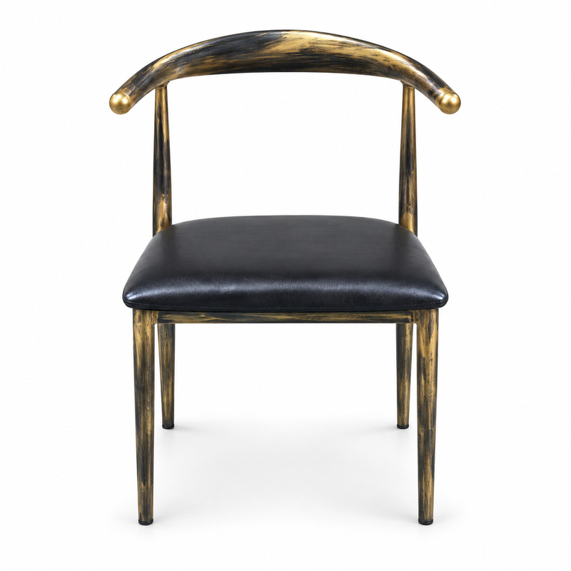 JYX-008 Black Curved-Metal Upholstered Dining Chair