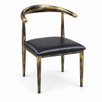 JYX-008 Black Curved-Metal Upholstered Dining Chair left 45-degree view