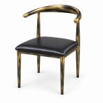 JYX-008 Black Curved-Metal Upholstered Dining Chair right 45-degree view