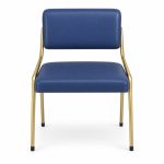 JYX-009 Blue Upholstered Gold-Frame Dining Chair front view
