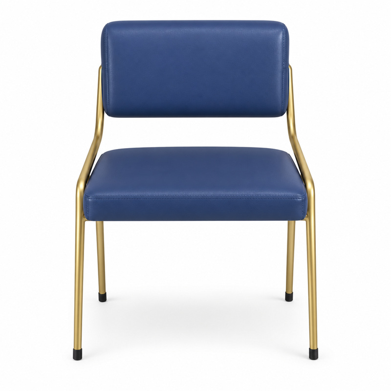 JYX-009 Blue Upholstered Gold-Frame Dining Chair