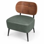 JYX-010 Green Cushioned Wood-Back Lounge Chair left 45-degree view