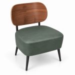 JYX-010 Green Cushioned Wood-Back Lounge Chair right 45-degree view