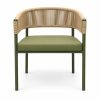JYX-011 Olive Green Woven-Back Dining Armchair