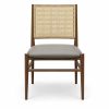 JYX-012 Gray Seat Rectangular Cane-Back Dining Chair